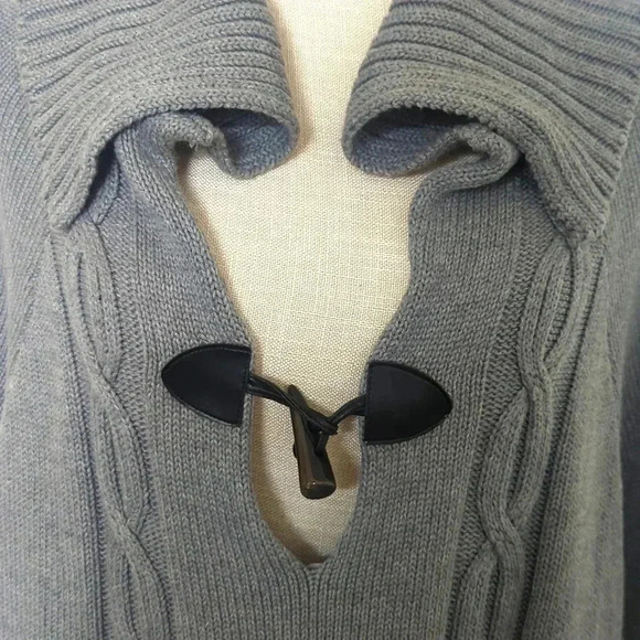 Sanctuary Womens Sweater Poncho Cape Cable Knit Scoop Neck Gray - Picture 3 of 6